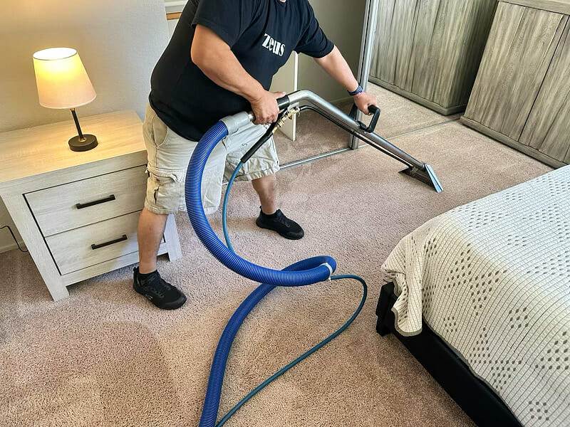 Carpet cleaning, bedroom.