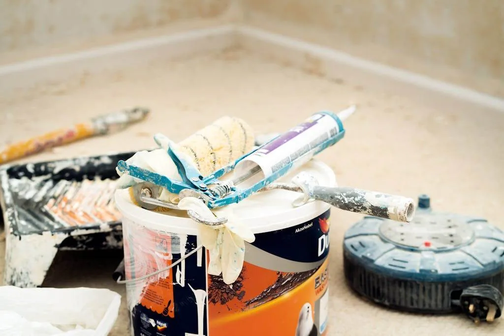 Paint Bucket and Paint Rollers